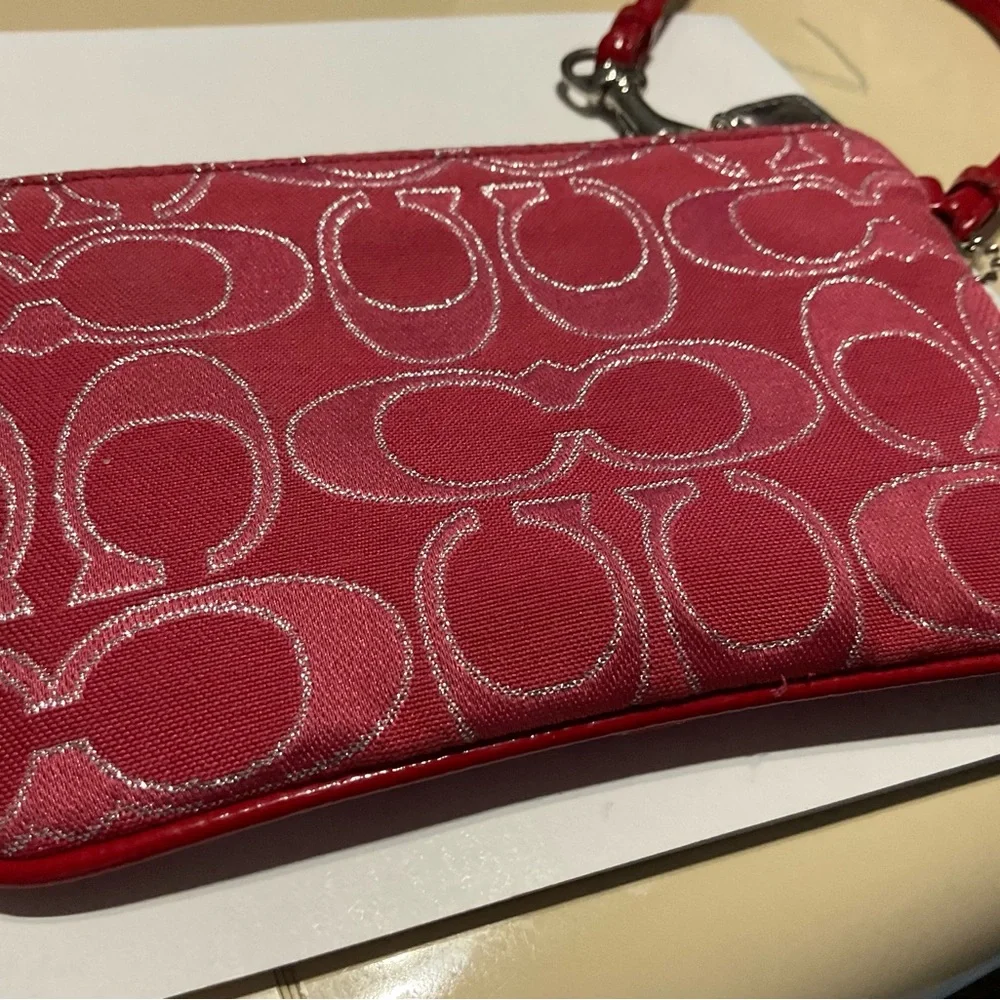 Coach Poppy Ruby Red and Silver Wristlet. - Picture 9 of 12